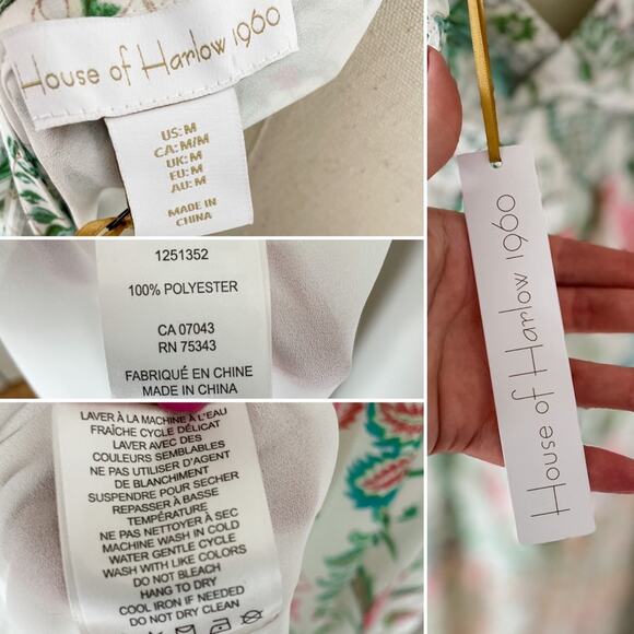 House of Harlow floral mixed print lace edged flutter maxi dress size M medium - Picture 9 of 10